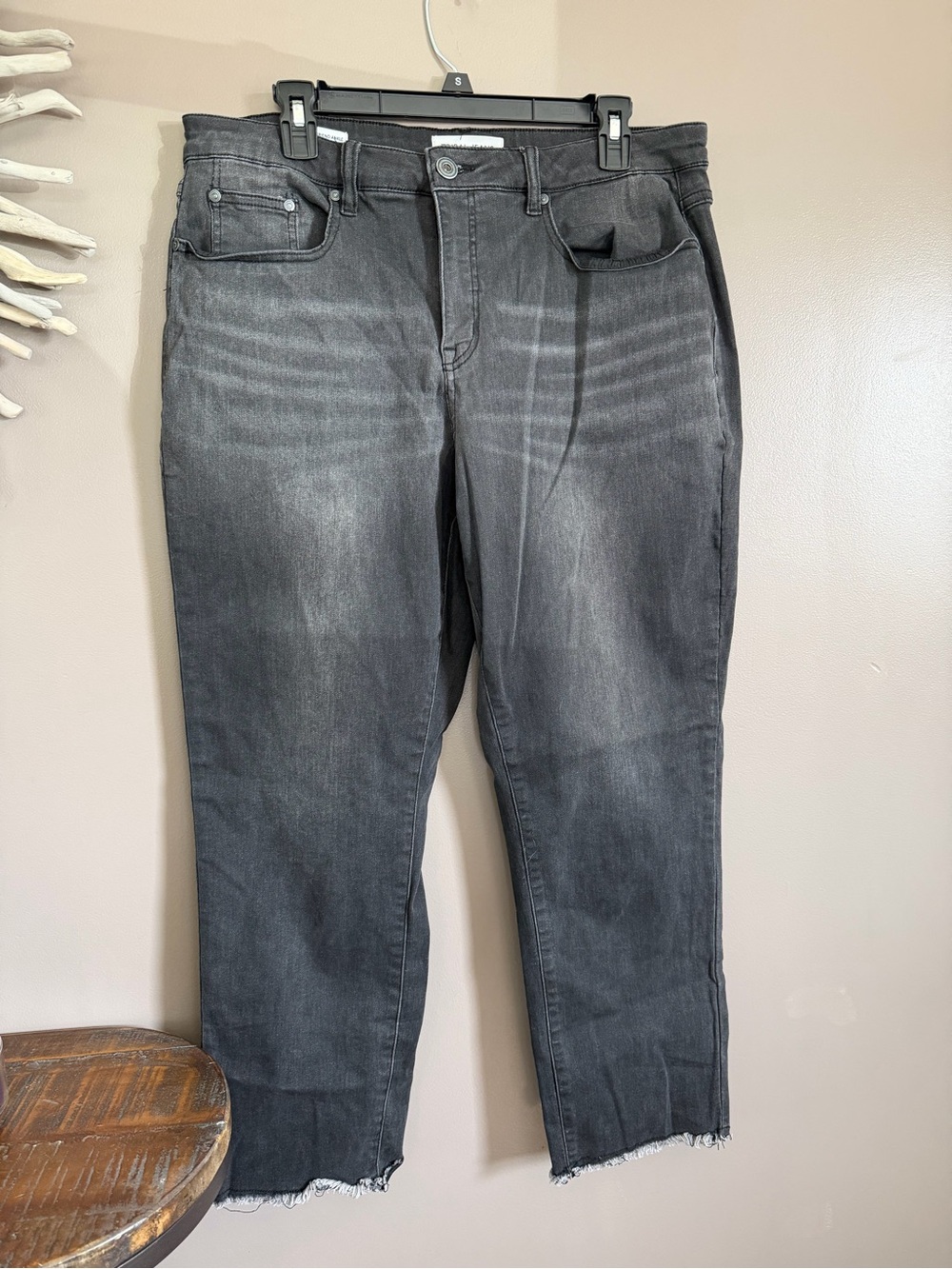 Tribal black wash Audrey Mid-Rise Girlfriend Ankle Raw Hem Jeans